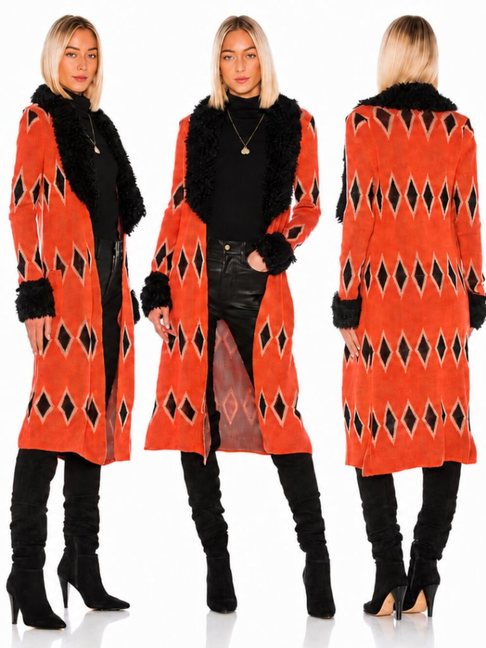 🦋🔥💋GROOVY 60s VIBE💋🦋🔥HOUSE OF HARLOW 1960 Cullen Wool & Fur Coat
